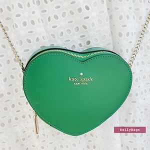 BEAUTIFUL NWT KATE SPADE MINI HEART CROSSBODY LOVE SHACK GREEN BEAN BAG